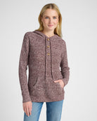 Burgundy $|& Staccato Henley Waffle Hoodie Sweater - SOF Front