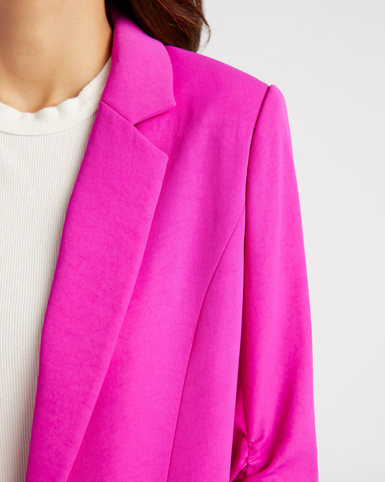 Violet Magenta $|& Skies Are Blue Shirred Sleeve Blazer - SOF Detail