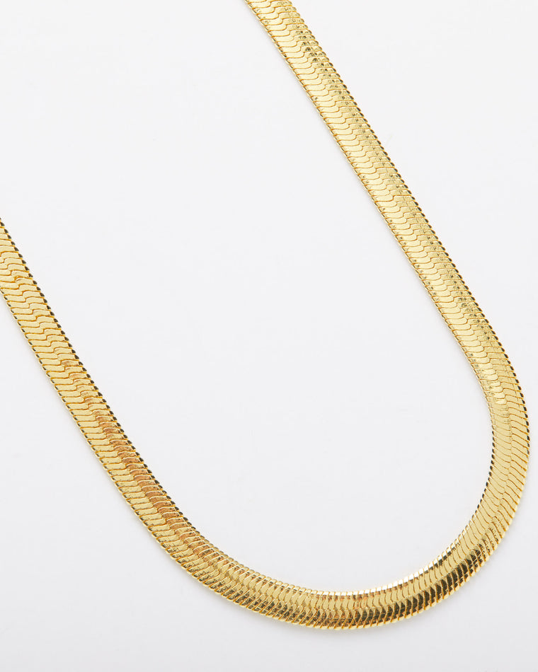 Gold $|& Luv AJ The Classic Herringbone Chain - Hanger Detail