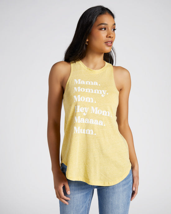 Beach Ball Yellow $|& 78 & Sunny Mama Mommy Graphic Tank - SOF Front