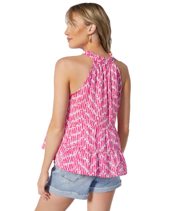 Bubble Gum $|& Skies Are Blue Sleeveless Tie Front V-Neck Printed Woven Top - SOF Back