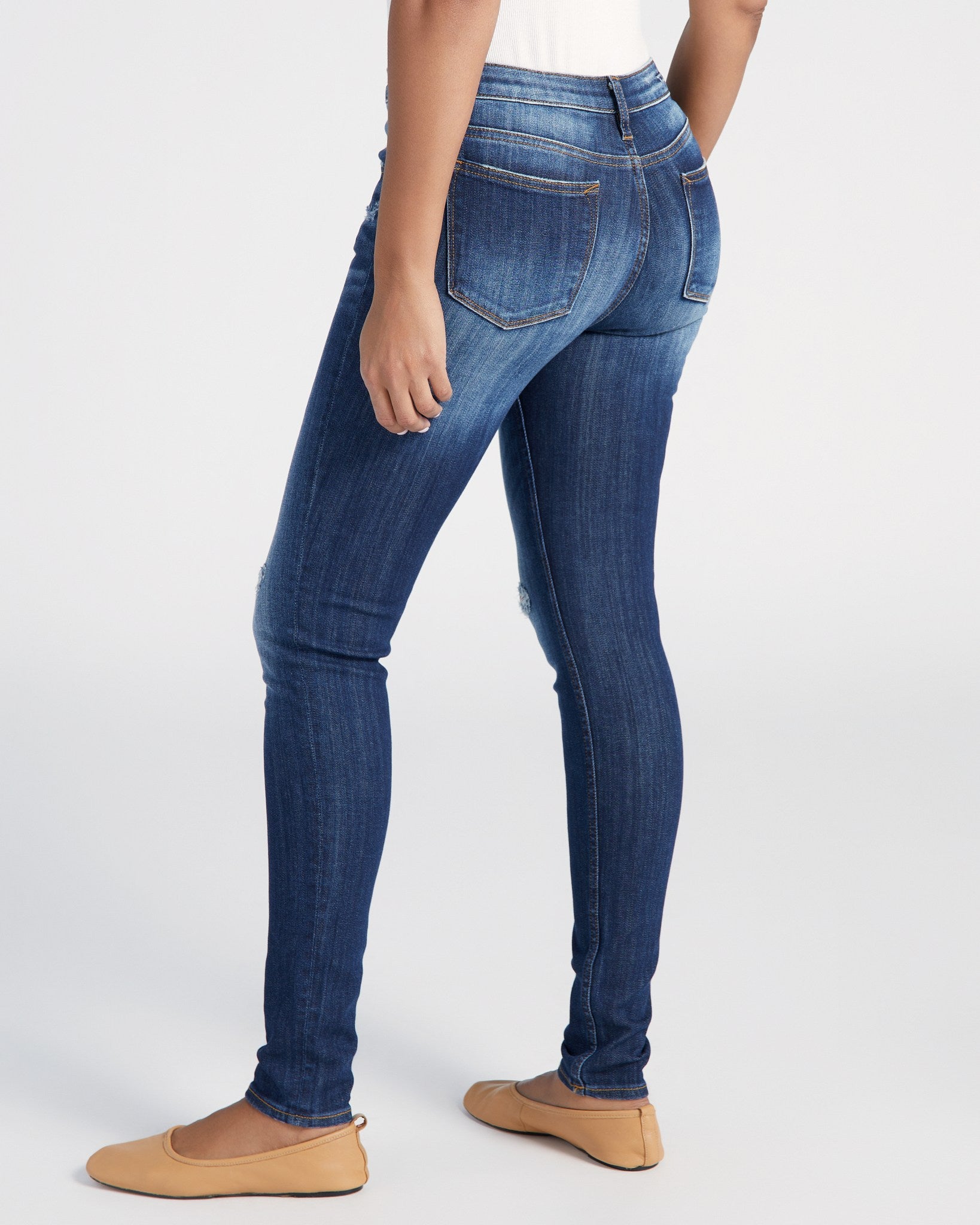 Dark Wash $|& Vigoss Jagger Distressed Skinny Jeans - SOF Back