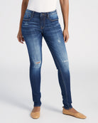 Dark Wash $|& Vigoss Jagger Distressed Skinny Jeans - SOF Front