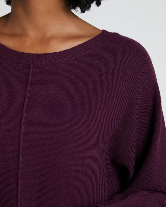 Berry $|& Apricot Raw Edge Batwing Pullover - SOF Detail