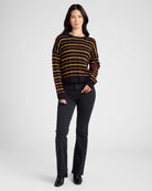 Black $|& Apricot Striped Aran Detail Boxy Pullover - SOF Full Front