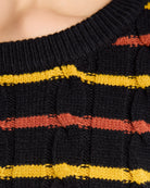Black $|& Apricot Striped Aran Detail Boxy Pullover - SOF Detail
