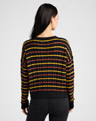 Black $|& Apricot Striped Aran Detail Boxy Pullover - SOF Back