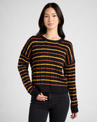 Black $|& Apricot Striped Aran Detail Boxy Pullover - SOF Front