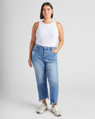 Bleue $|& Mica Denim Super High Rise Straight Leg Jeans - SOF Full Front