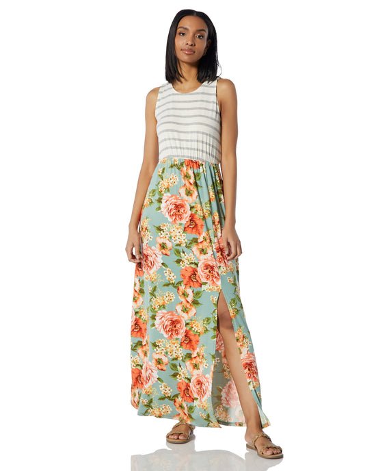 Sage $|& Vanilla Bay Floral Striped Maxi Dress - SOF Front