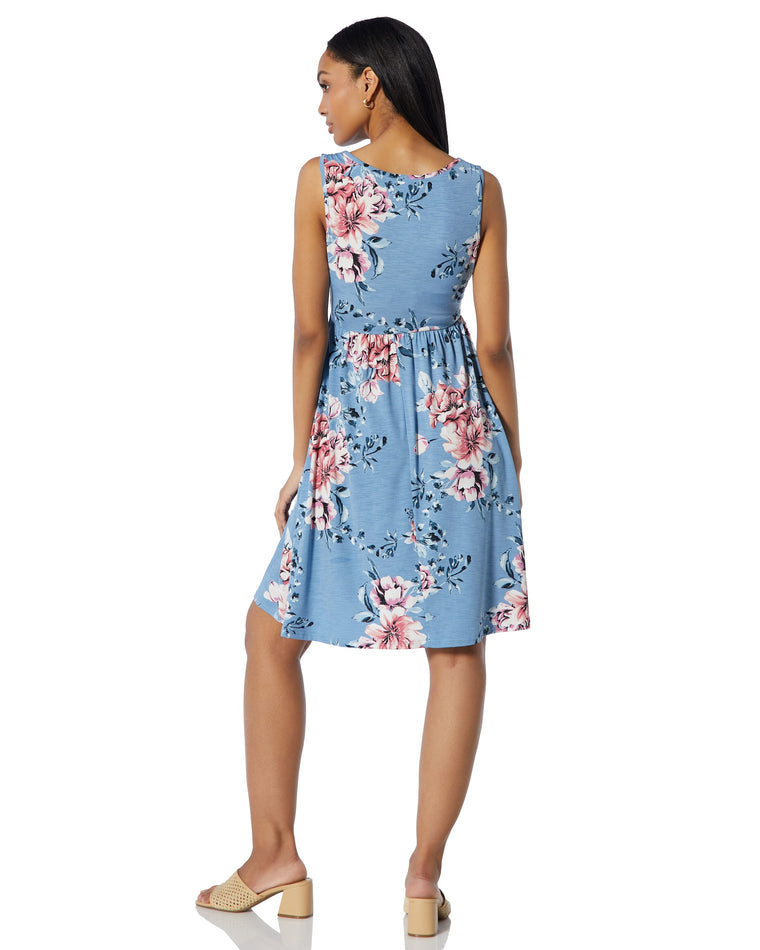 Blue $|& Vanilla Bay Floral Sleeveless Mini Dress - SOF Back