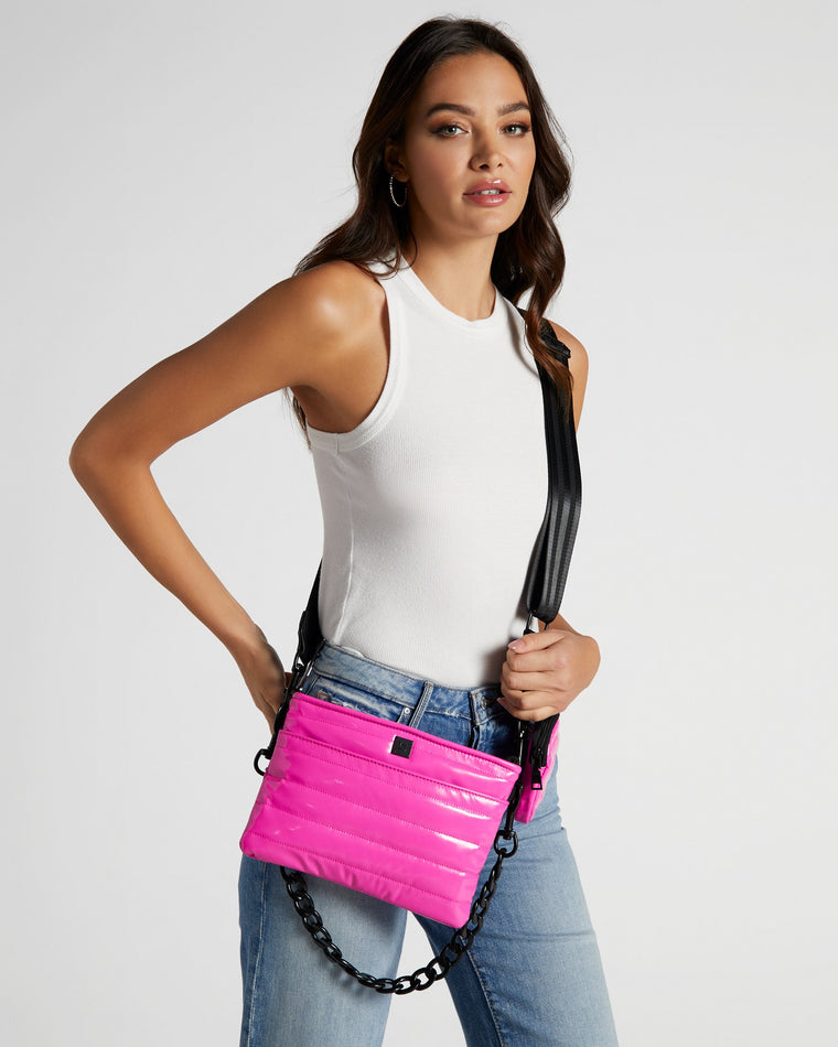Sizzling Pink Patent $|& Think Royln Downtown Crossbody - SOF Front