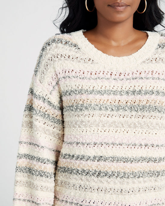 Rosepink $|& Tribal Long Sleeve Textured Crew Neck Sweater - SOF Detail