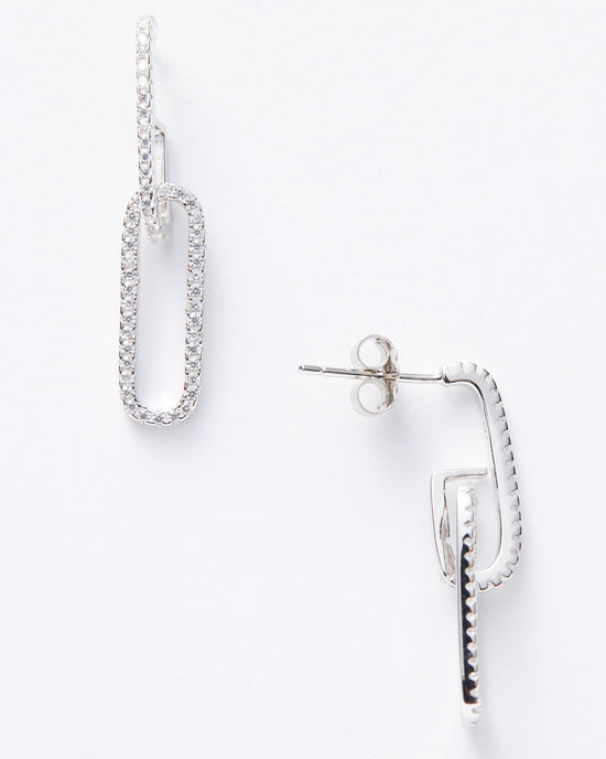 Sterling Silver $|& Marlyn Schiff Pavé Paperclip Post Earrings - Hanger Detail