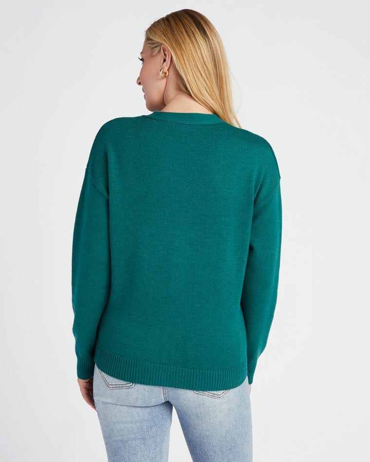 Gemstone Green $|& Skies Are Blue Recycled Cardigan - SOF Back