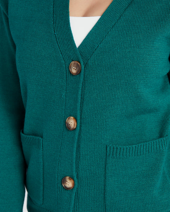 Gemstone Green $|& Skies Are Blue Recycled Cardigan - SOF Detail