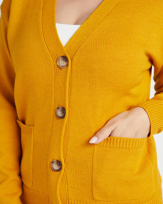 Marigold $|& Skies Are Blue Recycled Cardigan - SOF Detail