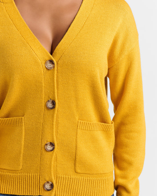 Marigold $|& Skies Are Blue Recycled Cardigan - SOF Detail