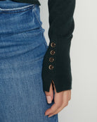 Astro Green $|& Skies Are Blue Turtleneck Sweater withButton Detail - SOF Full Front