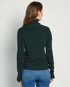 Astro Green $|& Skies Are Blue Turtleneck Sweater withButton Detail - SOF Back
