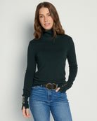 Astro Green $|& Skies Are Blue Turtleneck Sweater withButton Detail - SOF Front