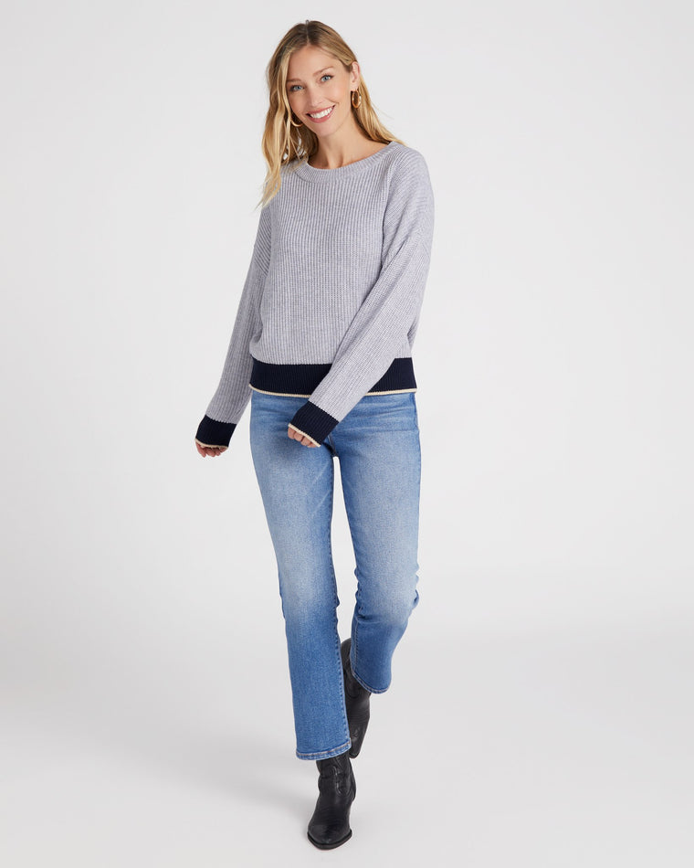 Heather Grey/Navy $|& Skies Are Blue Colorblock Sweater - SOF Full Front