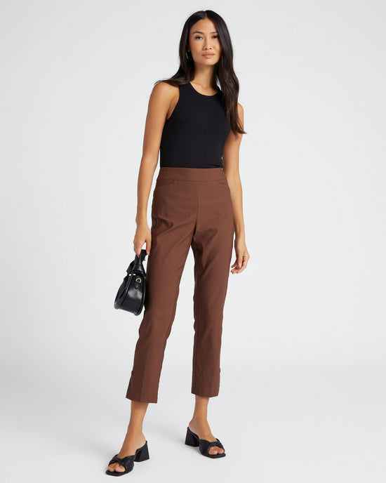 Chocolate $|& Tribal Flatten Pull-On Ankle Pant - SOF Full Front