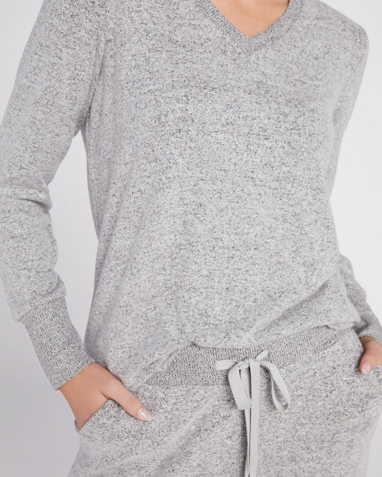 Heather Grey $|& Search For Sanity Super Soft Hacci V-Neck Lounge Set - SOF Detail