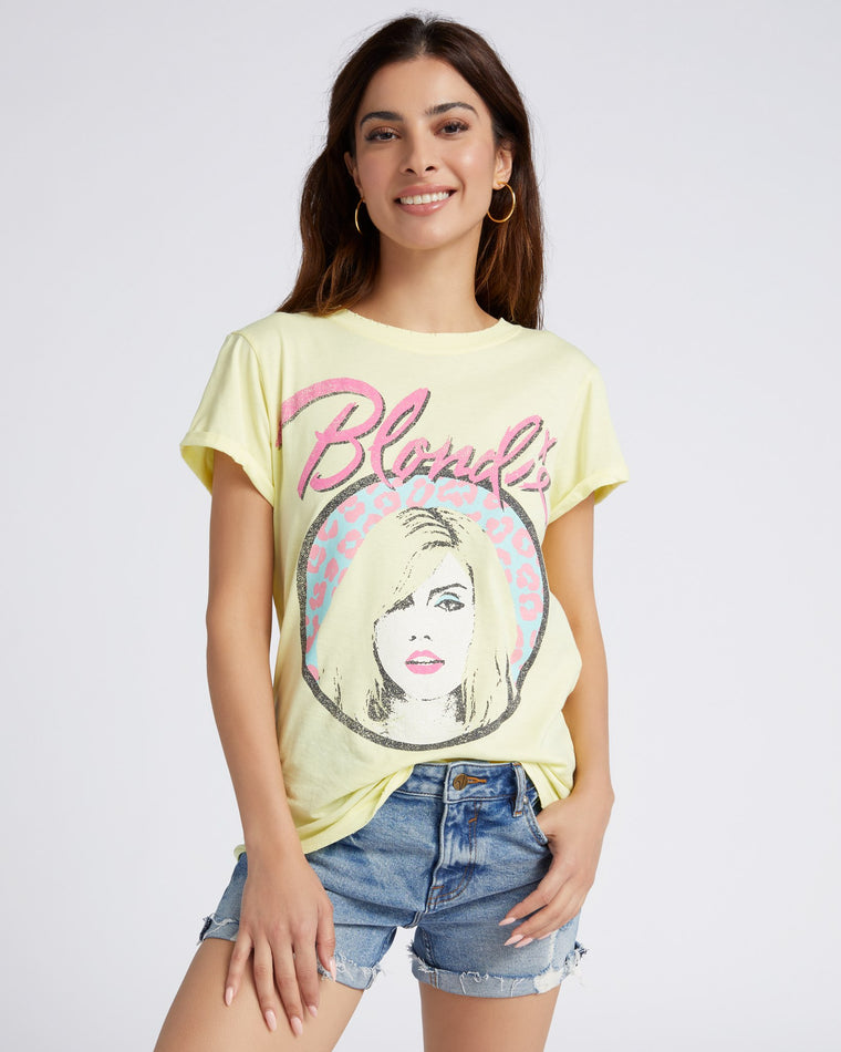 Tender Yellow $|& Recycled Karma Blondie Leopard Graphic Tee - SOF Front