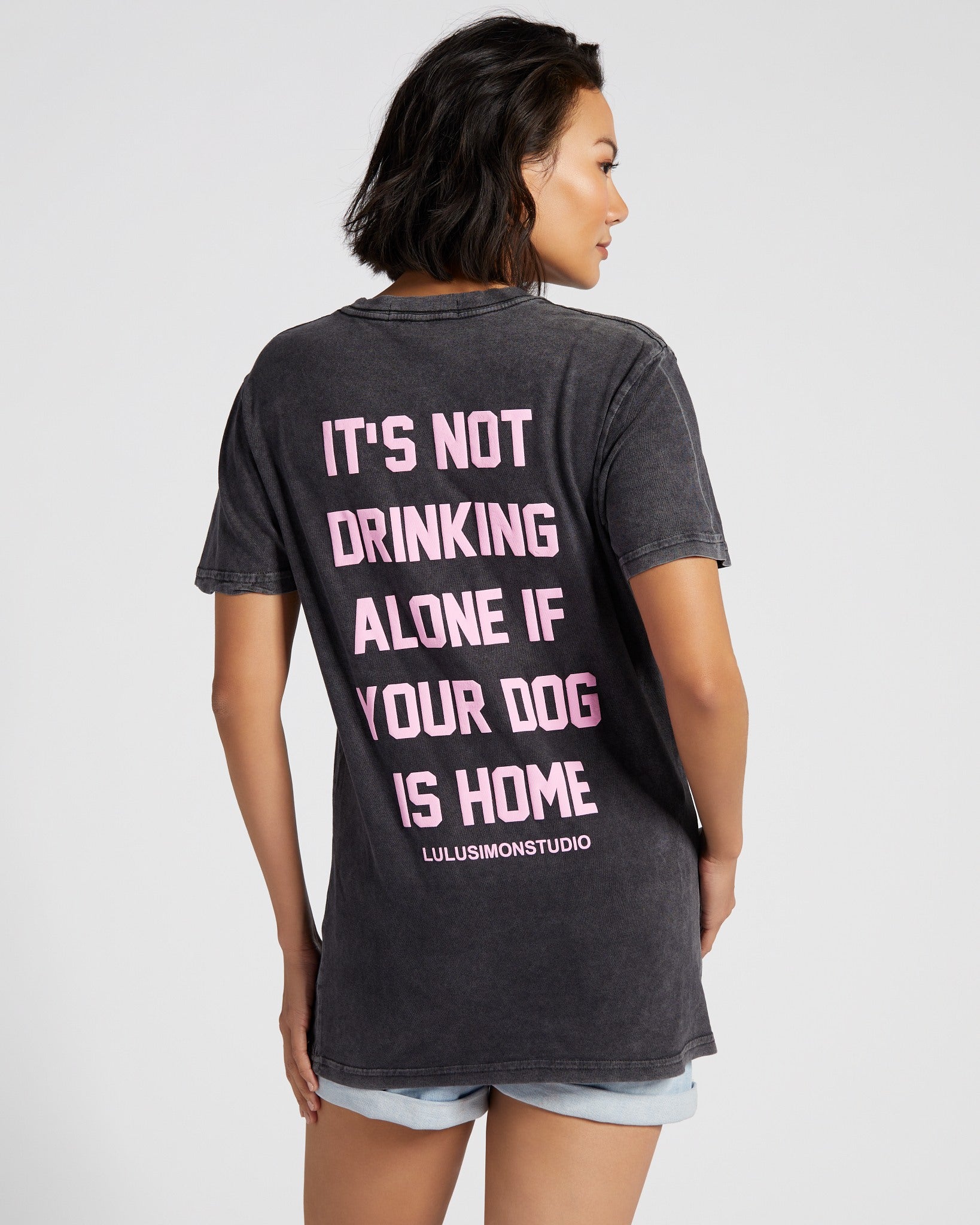 Vintage Black $|& Lulusimon Not Drinking Alone Oversized Vintage Tee - SOF Back