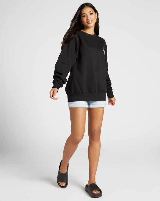 Black $|& Lulusimon Mom Hangover Bolt Oversized Sweatshirt - SOF Full Front