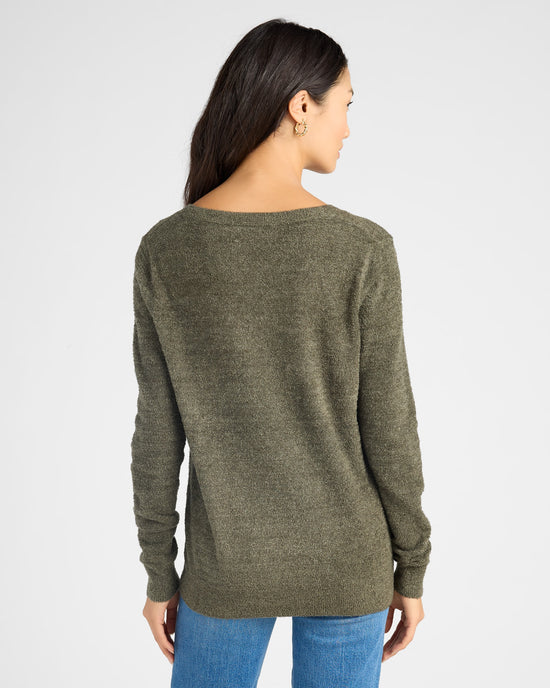 Olive $|& Search For Sanity Cozy V-Neck Pullover - SOF Back