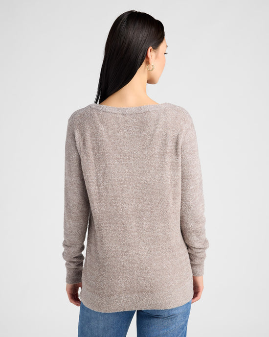 Heather Pewter $|& Search For Sanity Cozy V-Neck Pullover - SOF Back