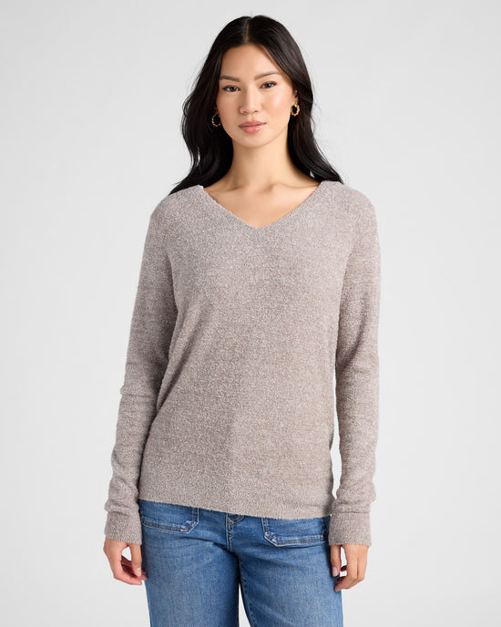 Heather Pewter $|& Search For Sanity Cozy V-Neck Pullover - SOF Front