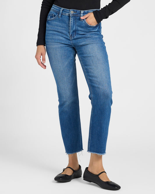 Medium Blue $|& Flying Monkey Jeans Super High Rise Slim Straight Jeans - SOF Front