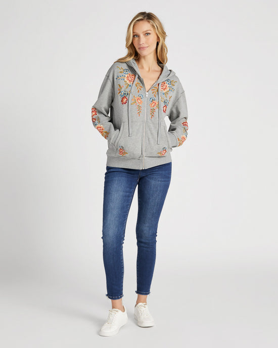 Grey Grey $|& Driftwood Embroidered Zip Up Hoodie - SOF Full Front