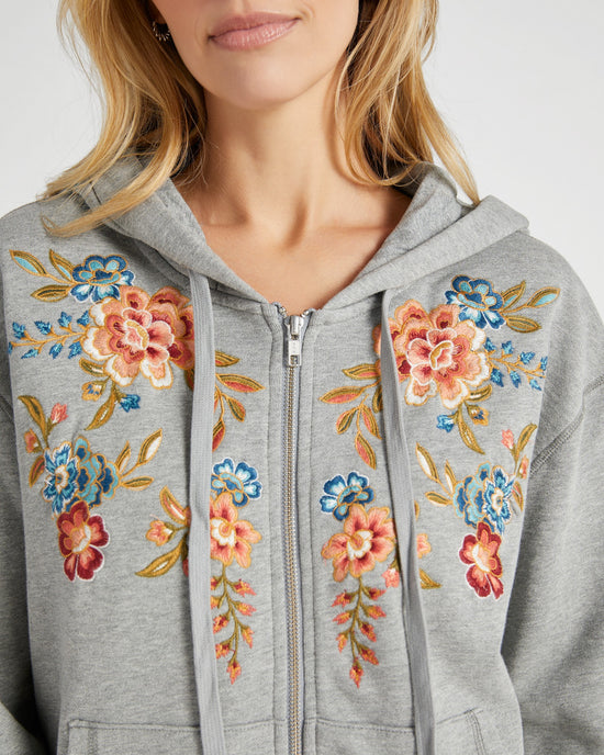 Grey Grey $|& Driftwood Embroidered Zip Up Hoodie - SOF Detail