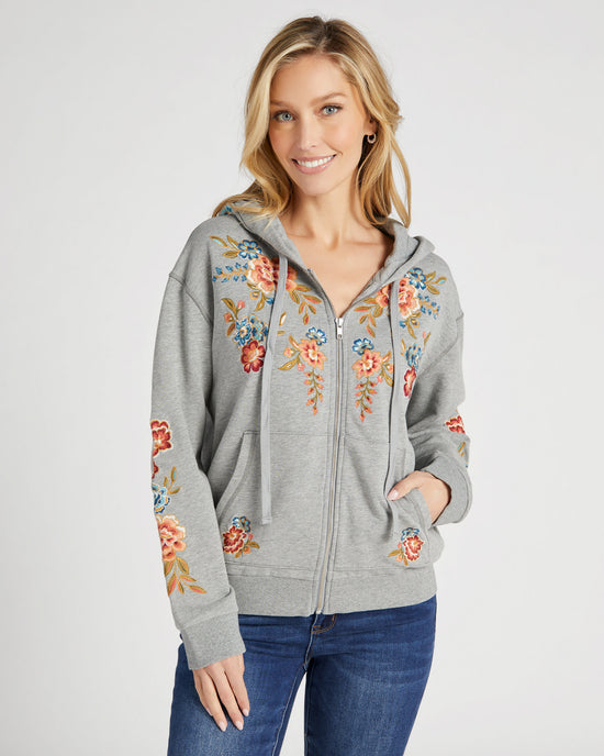Grey Grey $|& Driftwood Embroidered Zip Up Hoodie - SOF Front