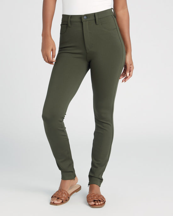 Forest $|& Pistola Kendall High Rise Scuba Pant with Zipper Hem - SOF Front