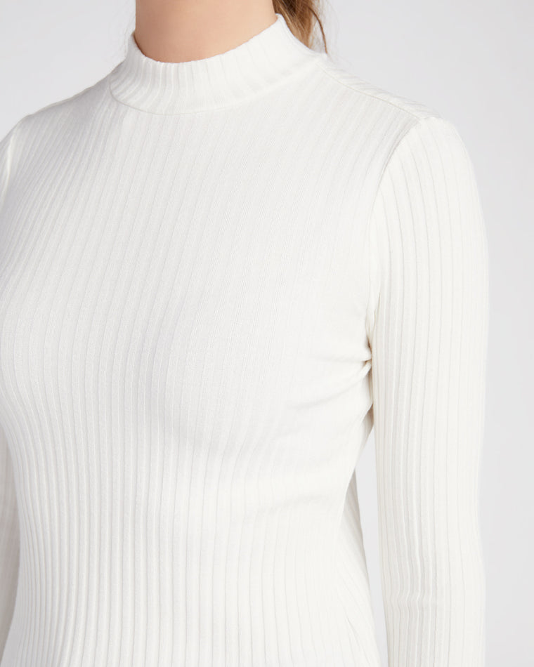 Snow $|& Liverpool Long Sleeve Mock Neck Ribbed Knit Top - SOF Detail