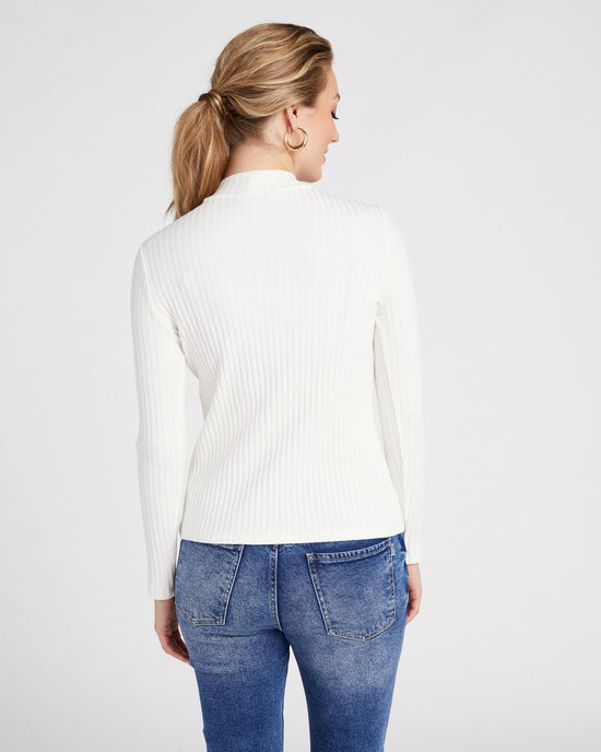 Snow $|& Liverpool Long Sleeve Mock Neck Ribbed Knit Top - SOF Back