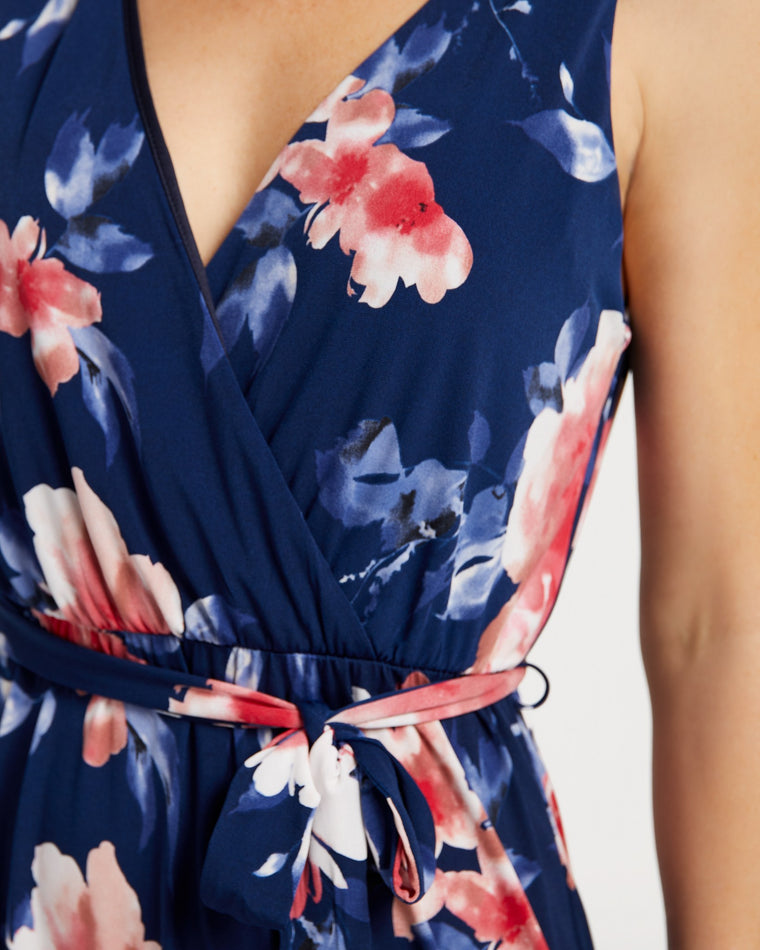 Navy/Mauve Floral $|& Gilli Maxi Dress - SOF Detail