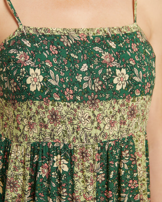 Green Sage $|& Easel Printed Gauze Cami Dress - SOF Detail
