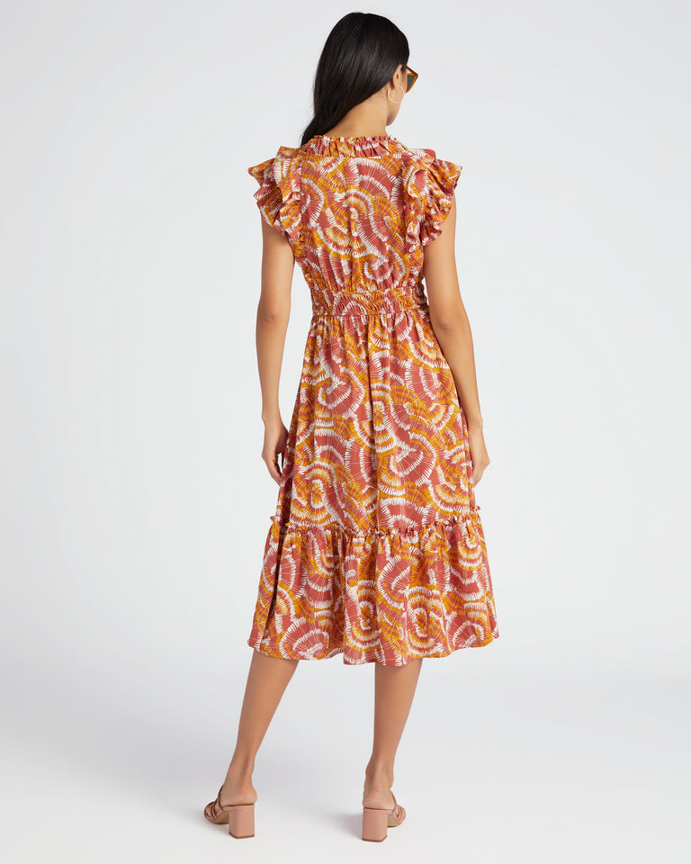 Short Sleeve Printed Midi Dress