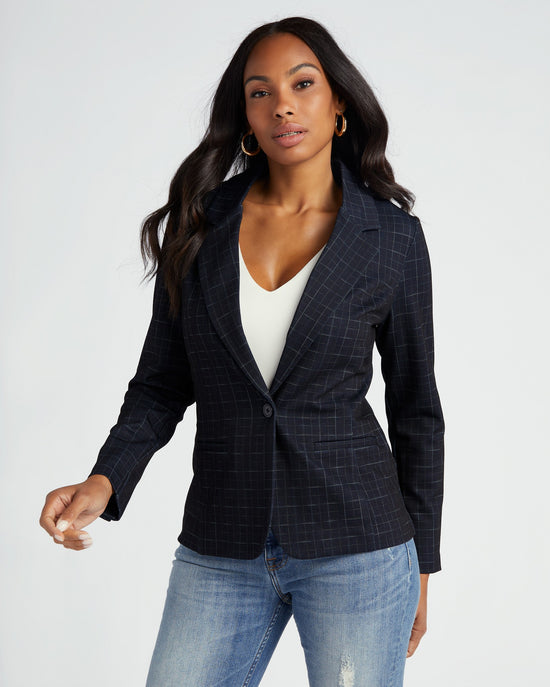 Deep Navy Windowpane $|& Liverpool Fitted Blazer - SOF Front