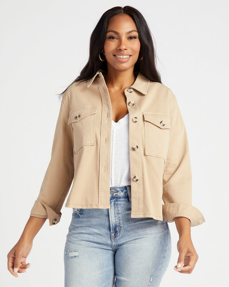 Biscuit Tan $|& Liverpool Cropped Shirt Jacket - SOF Front