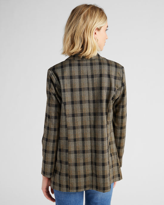 Black/Granola Linear Plaid $|& Liverpool Boyfriend Blazer - SOF Back