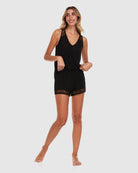 Black $|& flora Frances Knit Cami and Short Set - VOF Side