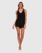 Black $|& flora Frances Knit Cami and Short Set - VOF Front