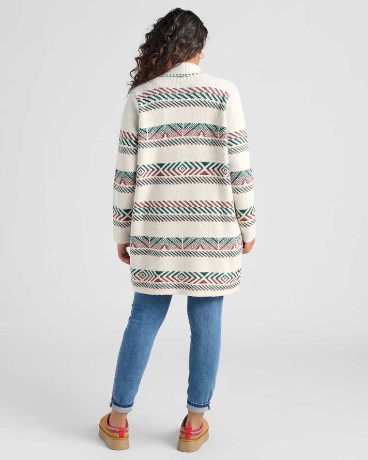 Ivory/Forest $|& Staccato Geo Stripe Heavy Sweater Cardigan - SOF Back